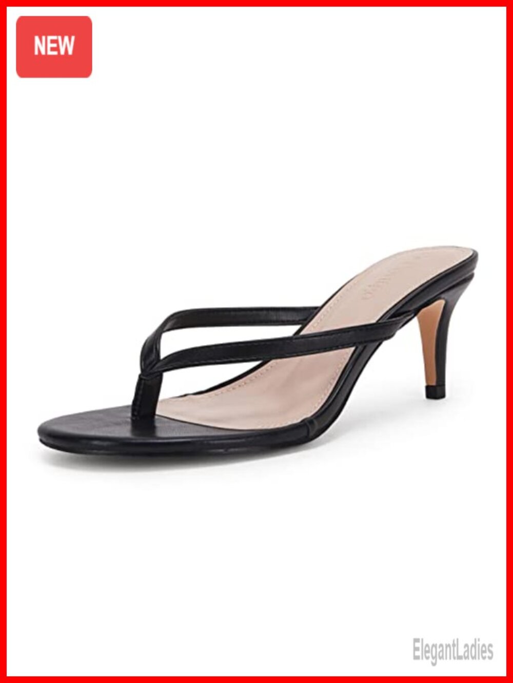 Coutgo Kitten Heel Slide Sandals Flip Flop Thong T Strap Open Toe Women's